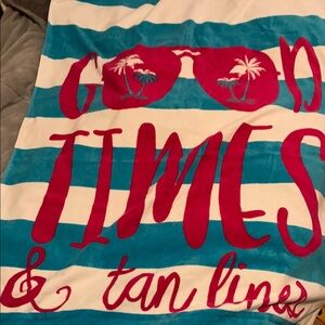 Bebe Striped Beach Towel with Sunglasses Design 6 ft long NWT